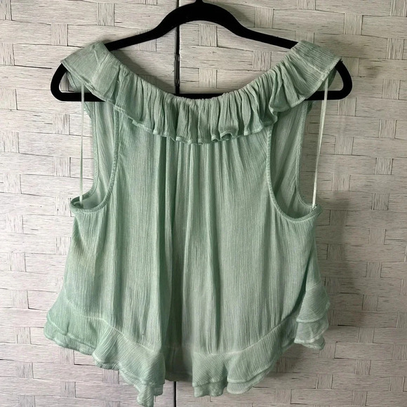 Free People If Only Tank top in mint green, Harbor, size XS, Ruffle boho shirt - Picture 3 of 11